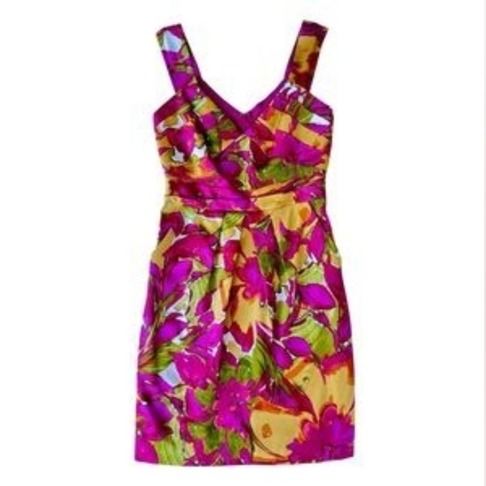 Kay Unger Floral Silk Dress Size 4